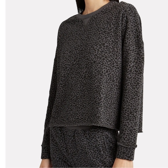 NWT ATM French Terry Leopard Sweatshirt Asphalt Black Grey Oversized size XS - Picture 1 of 13